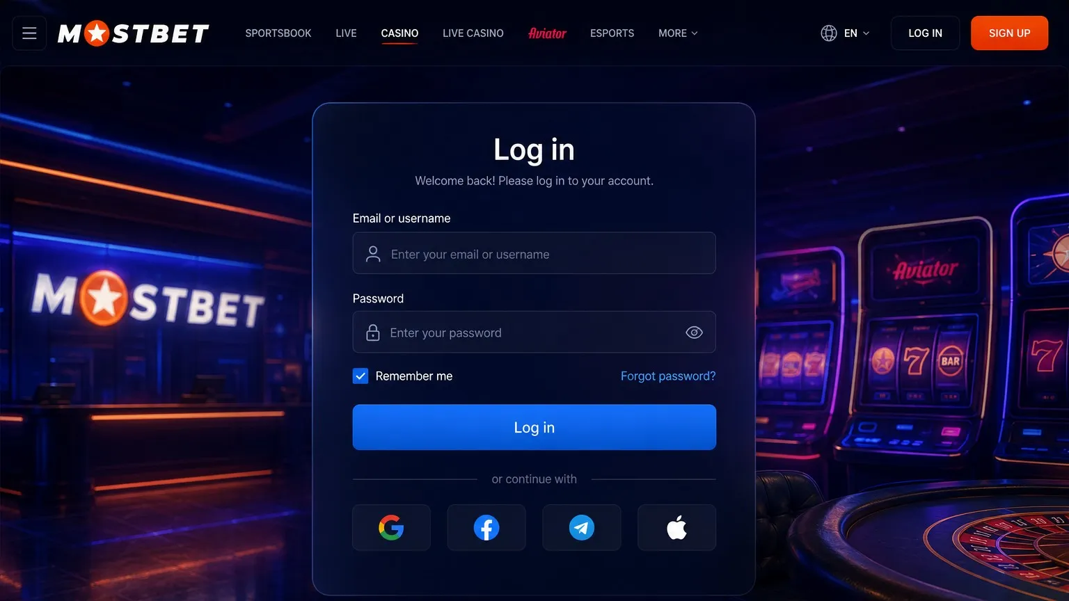 Quick steps for signing in securely - Mostbet login