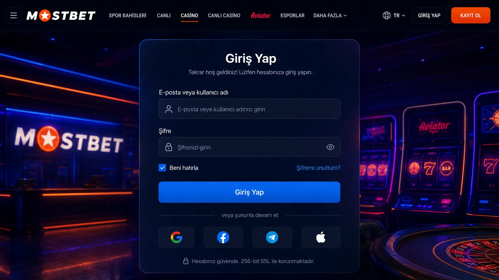 Güvenli giriş için kısa adımlar - Mostbet login