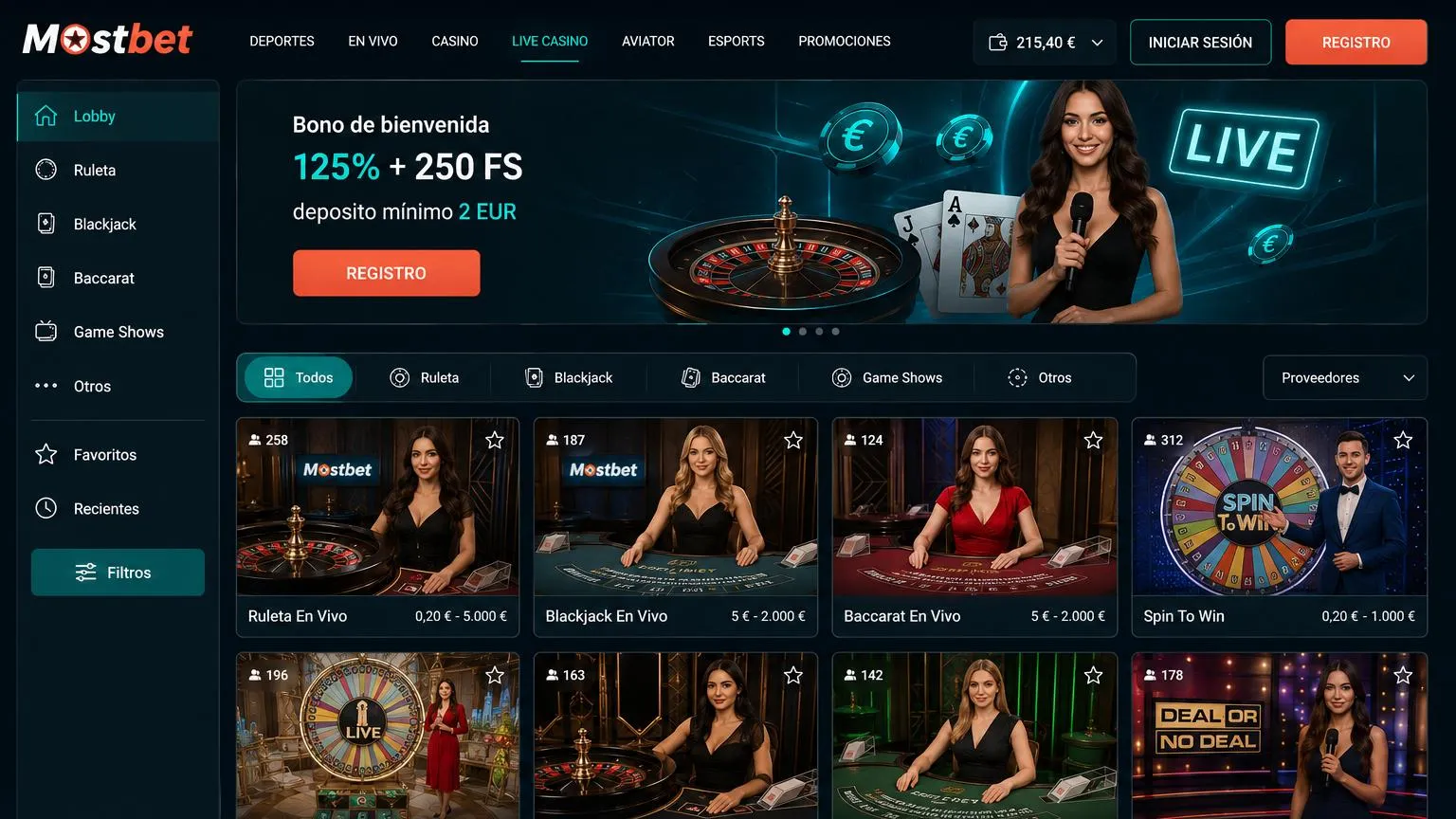 Casino Mostbet: tragamonedas, jackpots y mesas en vivo