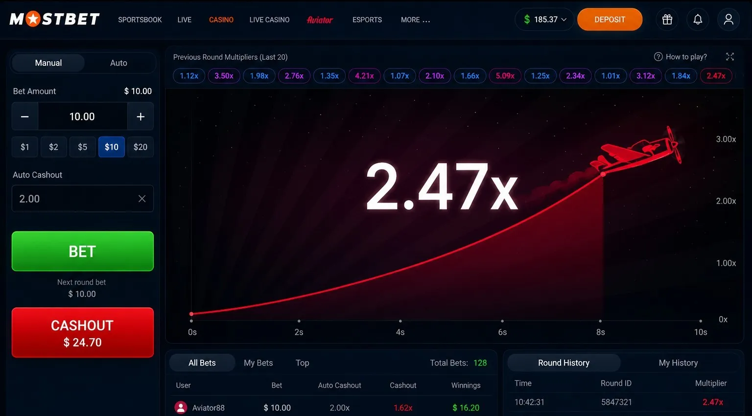 Mostbet Aviator: crash rounds and cash-out timing