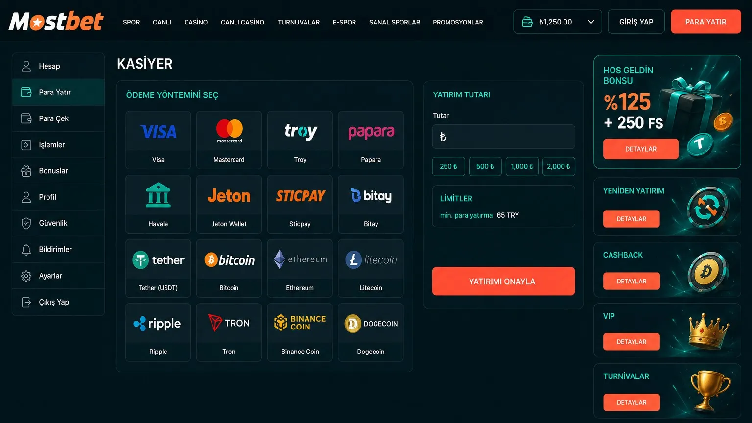 Mostbet giriş Türkiye sürecinde para yatırma ve bakiye takibi